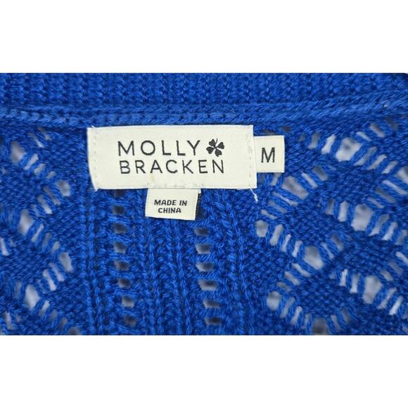 Molly Bracken blue button cropped knit v-neck cardigan medium. - Picture 8 of 10